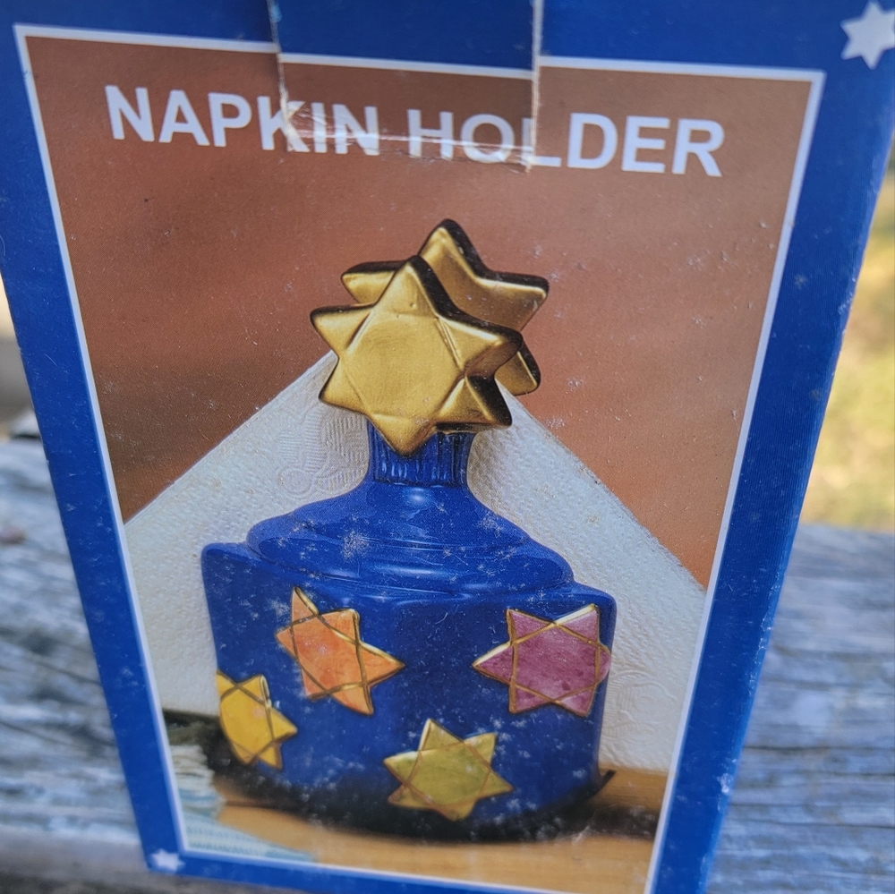 Earthenware Dreidel Napkin Holder - Picture 4 of 4
